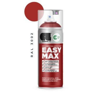 Aerosoolvärv EASY MAX, Satiin - RAL 3002 DARK RED 400ml