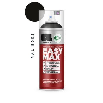Aerosoolvärv EASY MAX, Satiin - MUST RAL 9005 BLACK 400ml